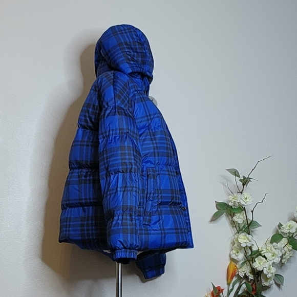 NEW RARE Authentic Juicy Couture Black Label Puffer Ski Coat Blue Tartan Down - Picture 13 of 16